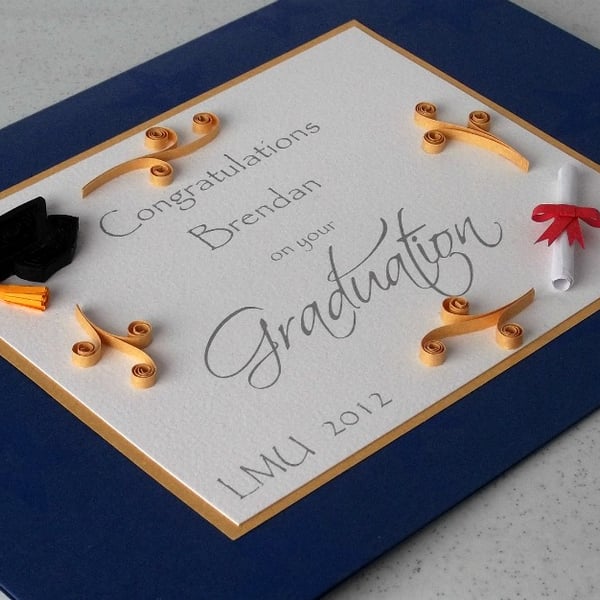 Quilled graduation congratulations card, personalised