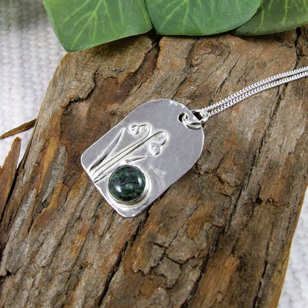 Sterling Silver Snowdrop Necklace with Ruby Zoisite Gemstone