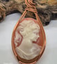 Vintage Cameo,  wire wrapped pendant in copper wire  - Image 8