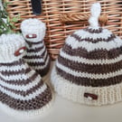 Designer Baby Merino Wool Booties & Hat Gift Set 0-3 months size