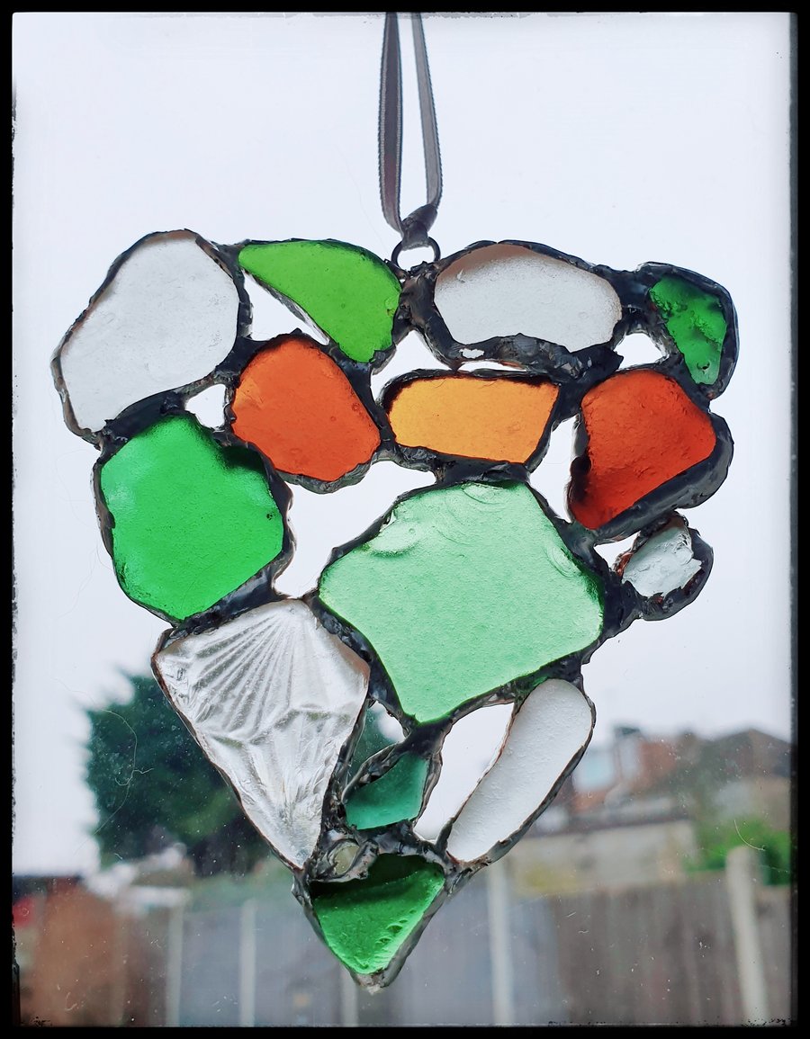 Seaglass heart suncatcher 