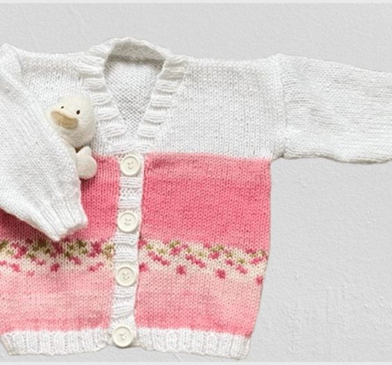Hand  Knitted V Neck Cardigan to Fit Age 2 - 3 years