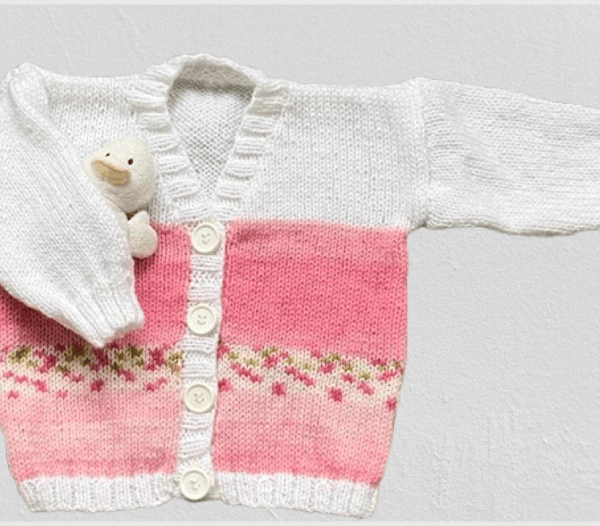 Hand  Knitted V Neck Cardigan to Fit Age 2 - 3 years