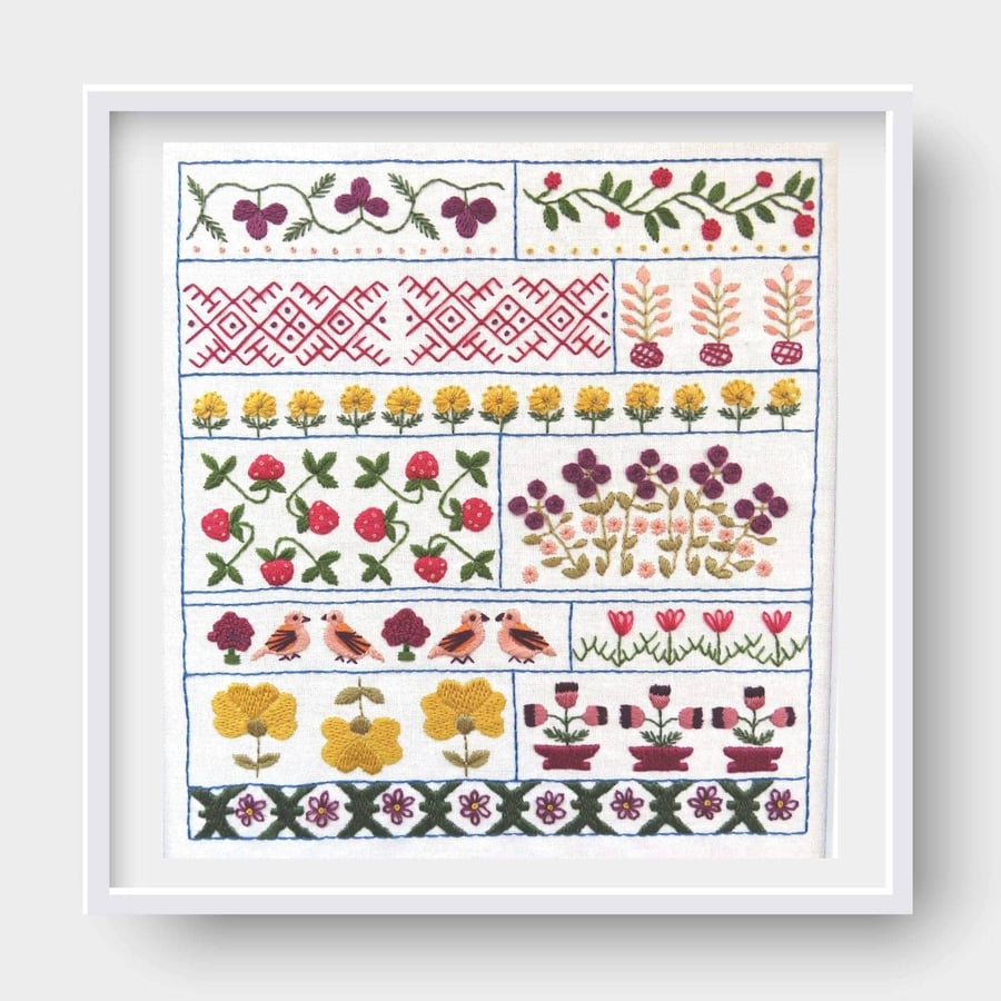 Spring Sampler Hand Embroidery PDF Pattern