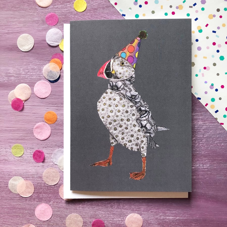 'Party Puffin' Greeting Card
