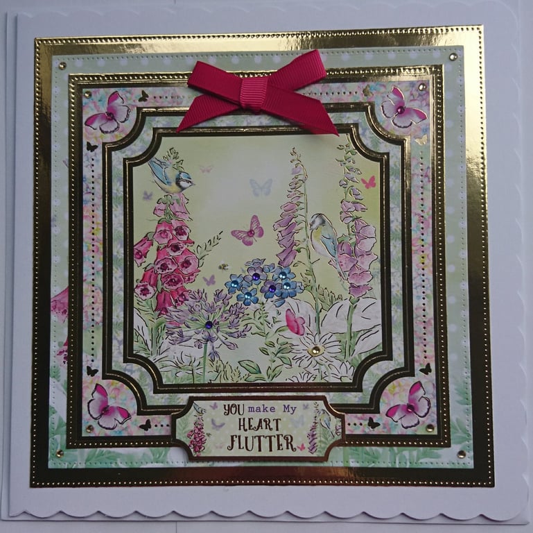 Valentine's Card You Make My Heart Flutter Happiness 3D Luxury Handmade Card