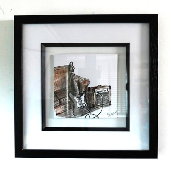 'Play', An original Pen and Ink drawing, frames 13x13inch (33x33cm)