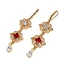 Ruby Red Crystal Earrings, Regency Bridgerton Style - Image 1