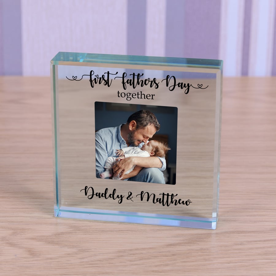 First Fathers Day Together, Personalised Glass Token, Fathers Day