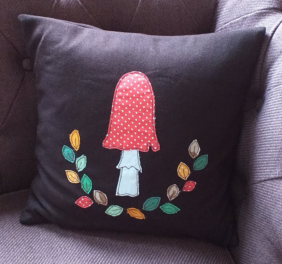 Autumn Toadstool Wool Cushion