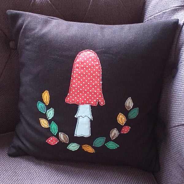 Autumn Toadstool Wool Cushion