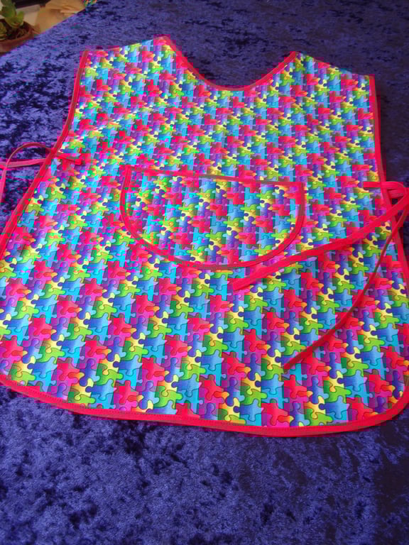 Childs Tabard Apron with Colourful Jigsaw pieces