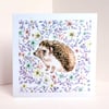 Hedgehog Cancer Charity Floral Animal Greetings Card 