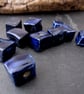10 Small Dark Blue Glazed Cube Clay Beads - Image 2