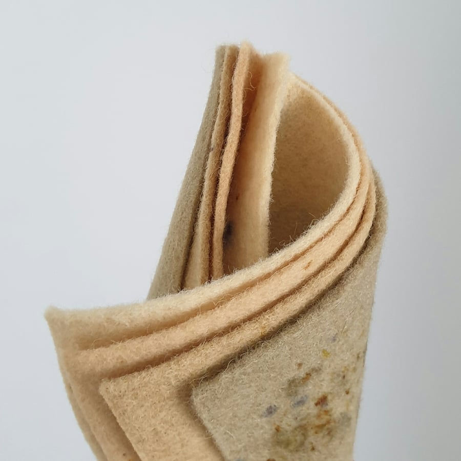 Naturally Dyed Wool Felt Sheets - Pack of 4 Mini Warm Neutrals