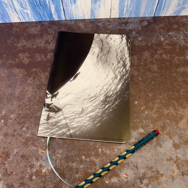 Notebook, Marine themed, A5 (ish), made from up-cycled and recycled materials.