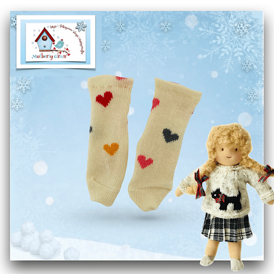 Reserved for Kat - Cream Heart Socks 