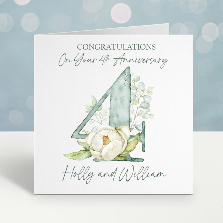 Handmade Personalised 4th Wedding Anniversary Card