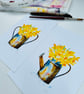 Watercolour Print Vintage Dual Handle Pot Full of Daffodils - Image 3