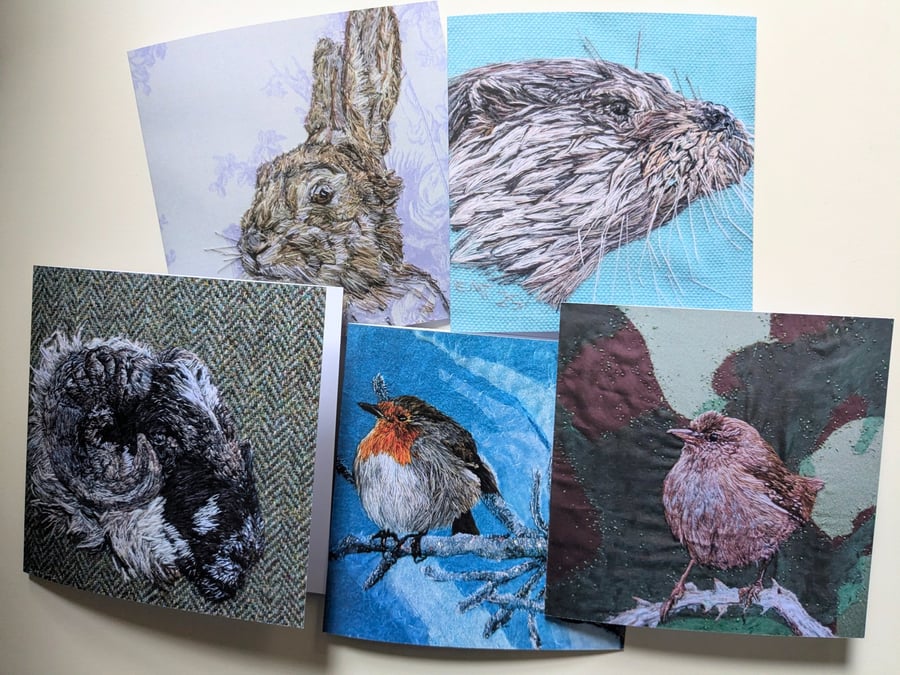 Four wildlife greeting cards