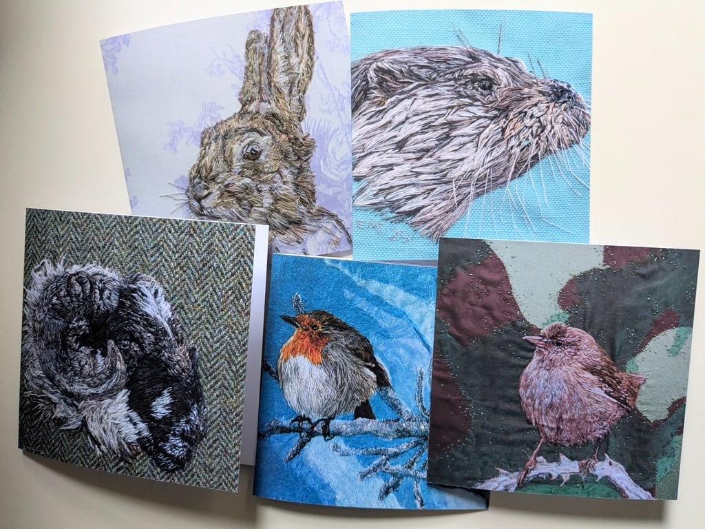 Four wildlife greeting cards