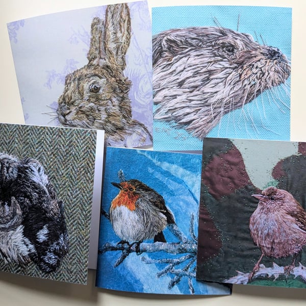 Four wildlife greeting cards