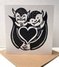 Vampire Hug Linocut Greetings Card  - Image 5