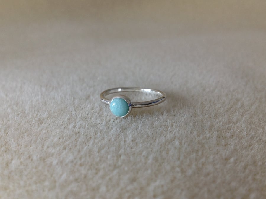 Amazonite Sterling and Fine silver dainty ring
