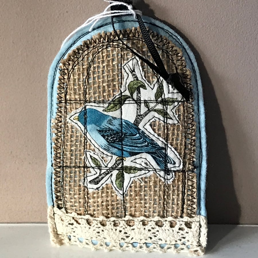 Blue Hanging Birdcage Lavender Bag
