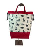 Extra Large drawstring knitting bag with cat print, multi pockets project bag