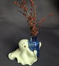 Marcus - Glow in the dark polymer clay & vintage glass bud vase 
