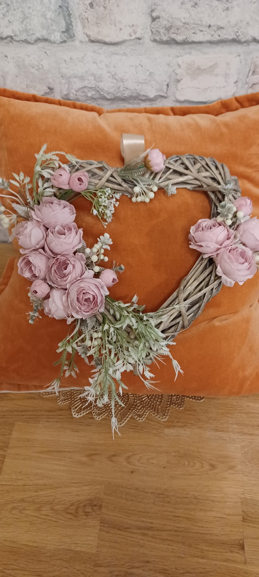 Pretty in Pink Wicker Front door Wreath