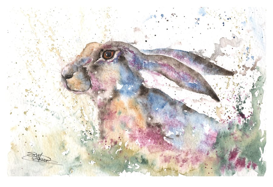 Bluebell Hare, A Fine Art Print from an Original Watercolour Painting