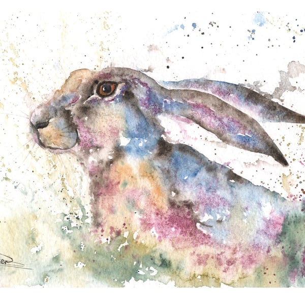 Bluebell Hare, A Fine Art Print from an Original Watercolour Painting