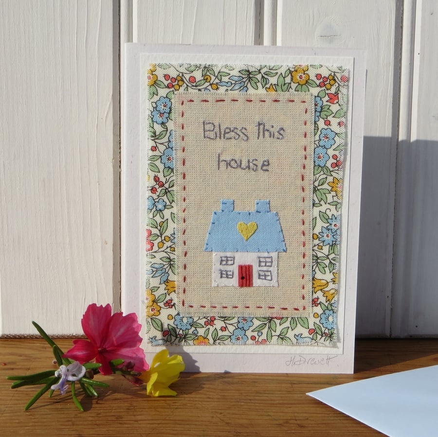 Hand-stitched new home card to brighten up a busy day of un-packing!