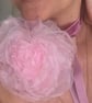 Pink organza flower choker brooch  - Image 1