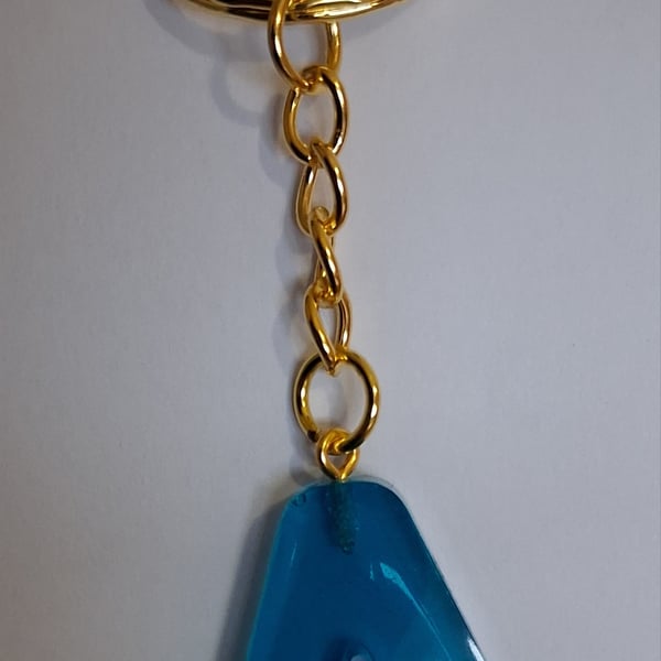 Handmade epoxy resin keyring with initial letter A