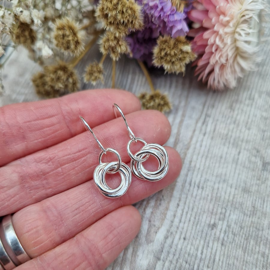 Sterling Silver Russian Ring Circle Earrings