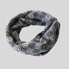 Merino Lambswool Circle Scarf Denim Blue and Natural White