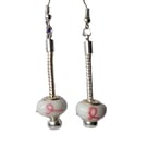 Breast Cancer Awareness Earrings Silver Plated Jewellery Gift White Pink Ribbon