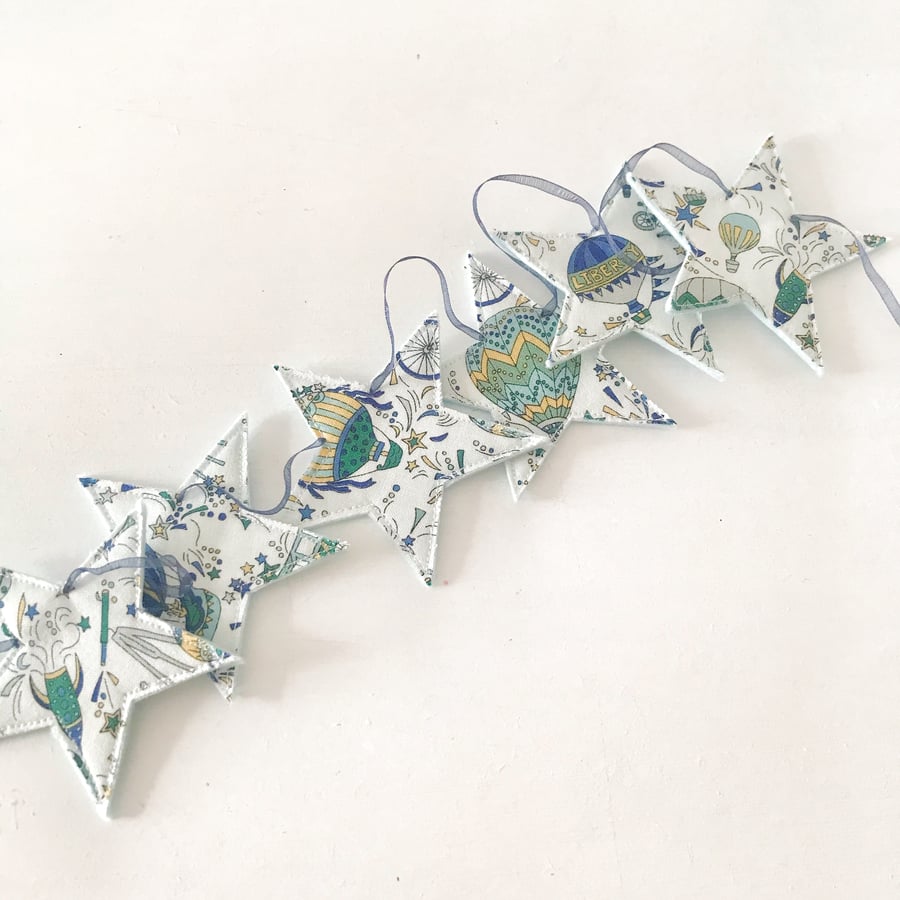 Aviation Space Themed Star Garland in Liberty of London Fabric