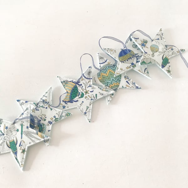 Aviation Space Themed Star Garland in Liberty of London Fabric