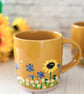 Yellow Mug Hand Painted with Sunflowers  - Image 4