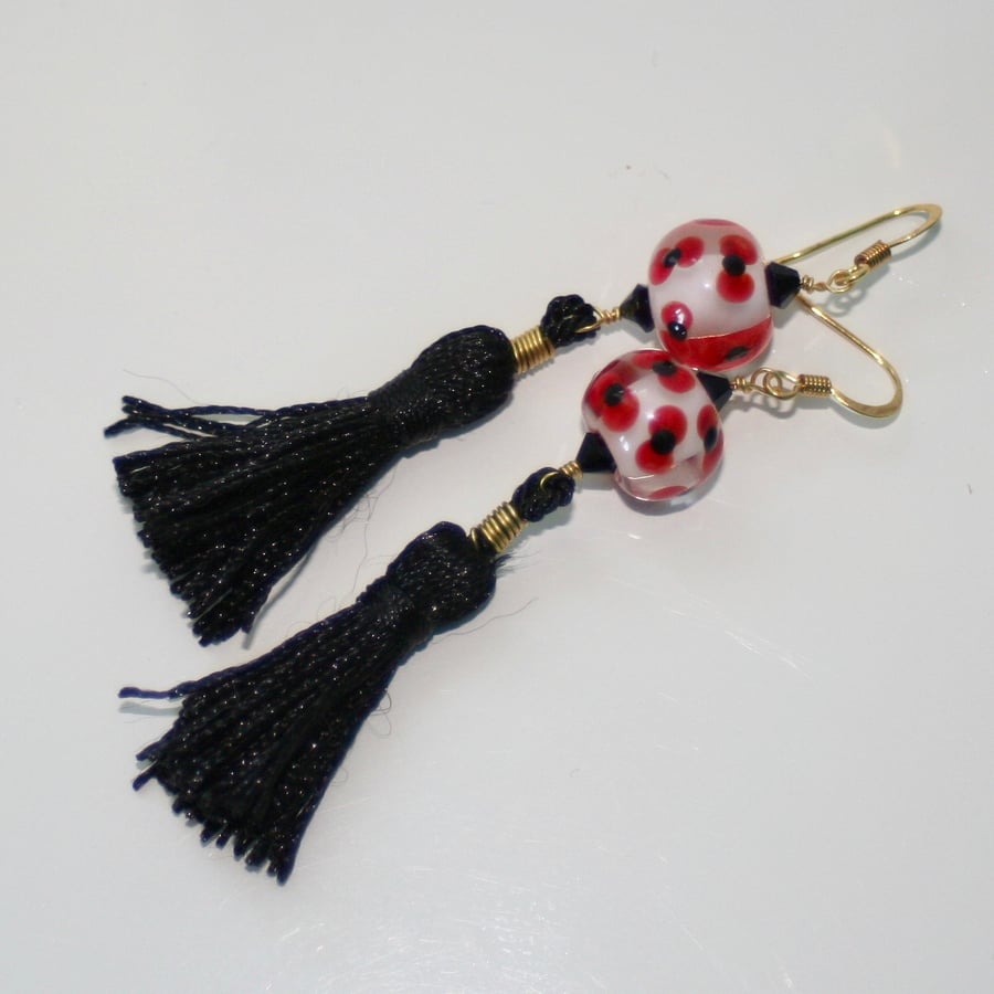 Poppy tassel earrings