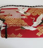 Red & Gold Japanese Crane Foldover Bag - 2-in-1 Clutch & Crossbody