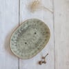 SOAP DISH hand-built carved stoneware pottery in sage green