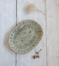 SOAP DISH hand-built carved stoneware pottery in sage green
