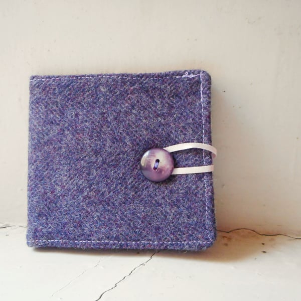 Purple wool fabric card or teabag wallet 