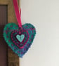 Hand Embroidered Harris Tweed Heart Hanging Decoration  - Image 5