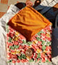 Orange crochet pouch, Small hand stitched cotton lined pouch, Christmas gift 